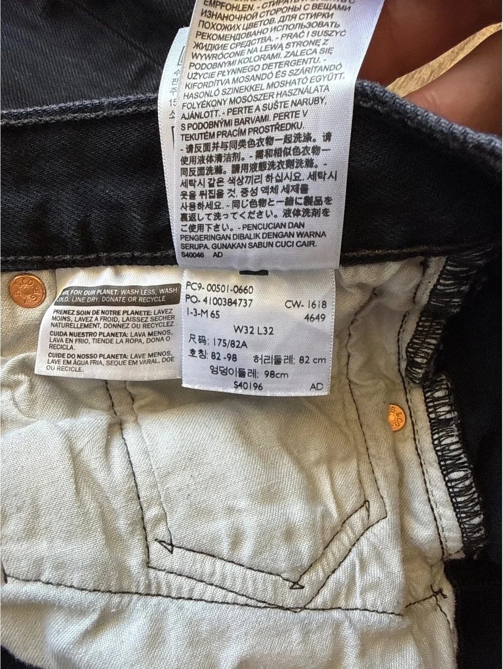 Levi's 501 Button Fly Jeans Men's 32x30.5 Black Straight Leg Denim USA Classic